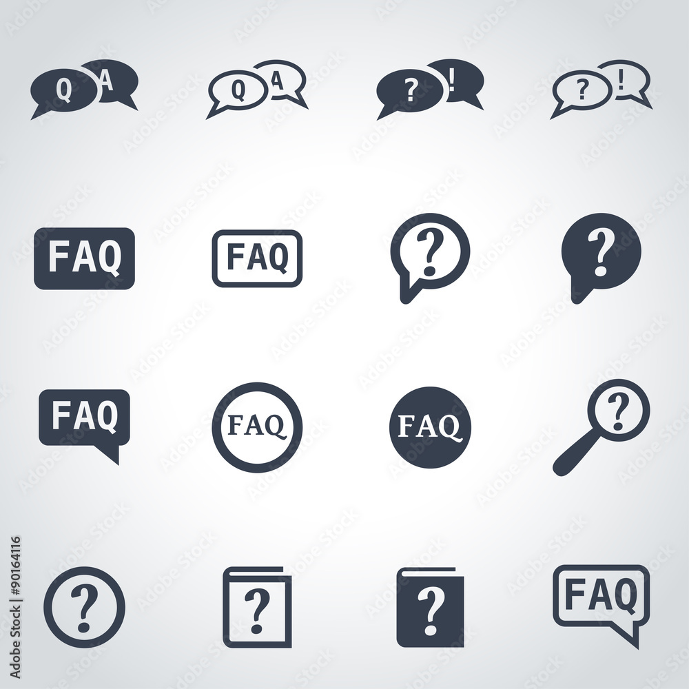 Wall mural Vector black faq icon set