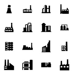 Vector black factory icon set