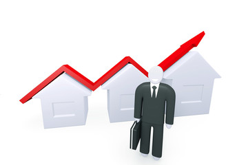 Conceptual image about the growth of real estate sales