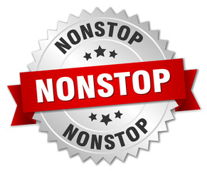 Obraz premium nonstop 3d silver badge with red ribbon