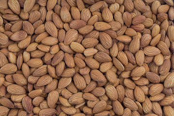 Peeled almonds closeup. For vegetarians