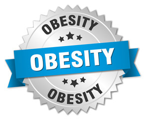 obesity 3d silver badge with blue ribbon