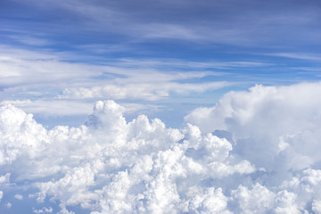 Skyline View above the Clouds from air plane.