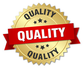 quality 3d gold badge with red ribbon