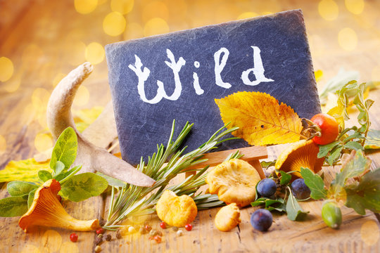 Herbst - Dekoration mit Hinweis auf Wild Saison