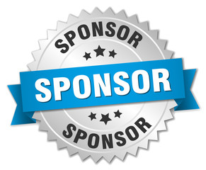 sponsor 3d silver badge with blue ribbon