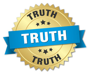 truth 3d gold badge with blue ribbon