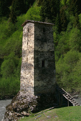 Fototapeta na wymiar Georgia, Svaneti towers in mountains