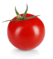 Single cherry tomato isolated on white