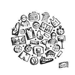 Basketball icons set, sketch for your design