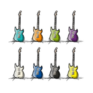 Set of guitars, sketch for your design