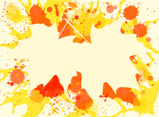 Maple leaves over paint background