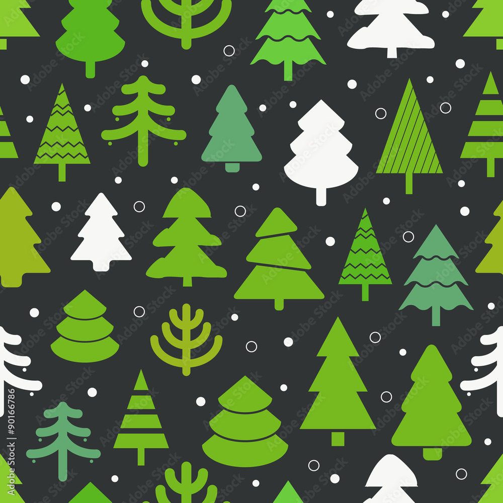 Poster abstract christmas trees seamless background. design elements