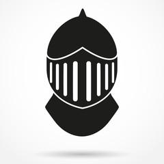Silhouette symbol of Knight's Helmet. Vector Illustration.