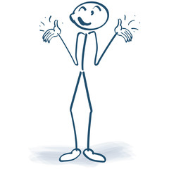 Strichmännchen mit achselzucken und Glück