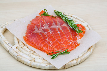 Sliced salmon