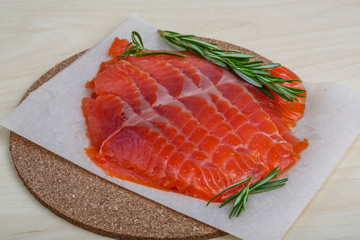 Sliced salmon