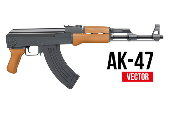 Russian automatic machine rifle AK47. Vector
