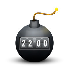 Black Bomb About To Blast with time counter. Vector Illustration