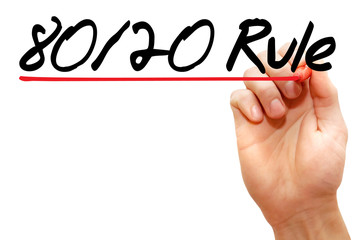 Hand writing 80 20 Rule with marker, business concept