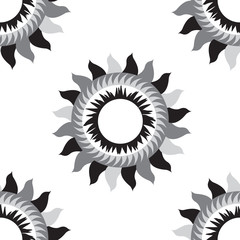 Black and white sun seamless pattern