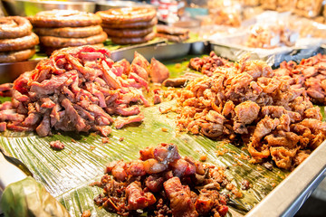 offer fried pork on store