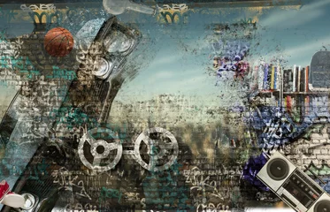 Wall murals Graffiti Modern background in the style of hip-hop and grunge