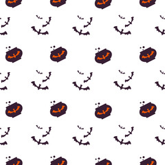 Happy Halloween Background. Seamless pattern. Vector illustration. Collection of seamless patterns in the traditional holiday colors.
