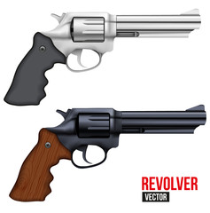 Big Revolver. Silver bright metal.