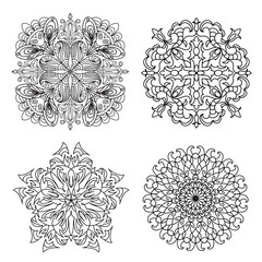 Abstract mandala zentangles set