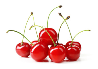 Fresh cherries isolated on white