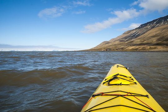 Kayaking On The Sea In Svalbard, First Person View