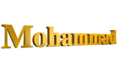 3D Mohammad text on white background