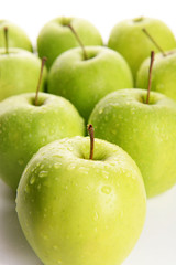 Ripe green apples close up