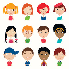 Kids faces collection
Set of twelve multi ethnic kids faces