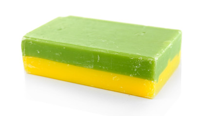 Bar of natural soap isolated on white