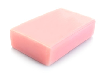 Bar of natural soap isolated on white