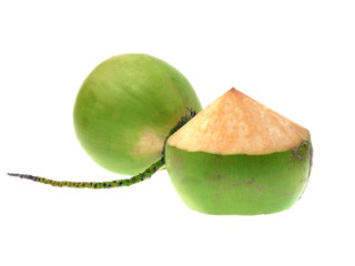 Green coconut isolated on white background
