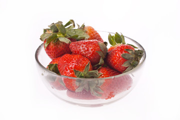 Bowl of strawberries isolated