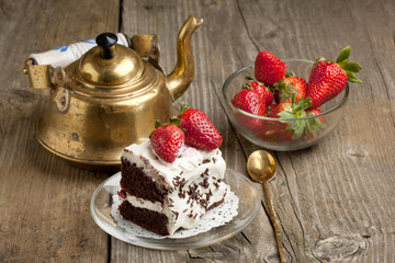 Chocolate cake with strawberry