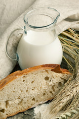 Piece of bread with milk