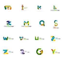 Set of colorful abstract letter corporate logos created with