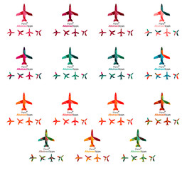 Set of color airplane logo icons