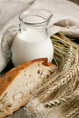 Piece of bread with milk