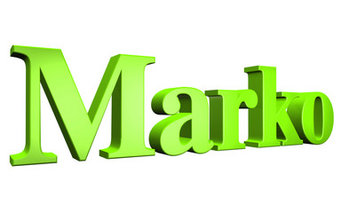 3D Marko text on white background