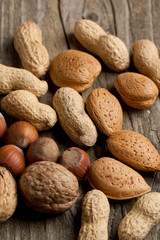 Assorted nuts almond, hazelnut, walnut and peanut