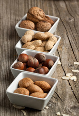 Assorted nuts almond, hazelnut and peanut