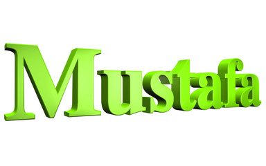 3D Mustafa text on white background