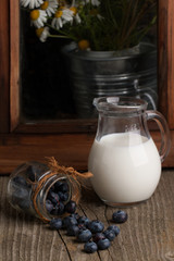 Blueberries and milk