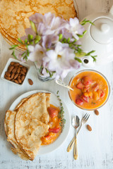 Breakfast with pancakes